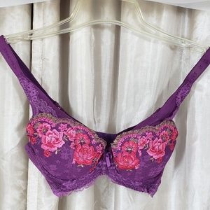 Purple and Pink Underwire Padded Push Up Bra